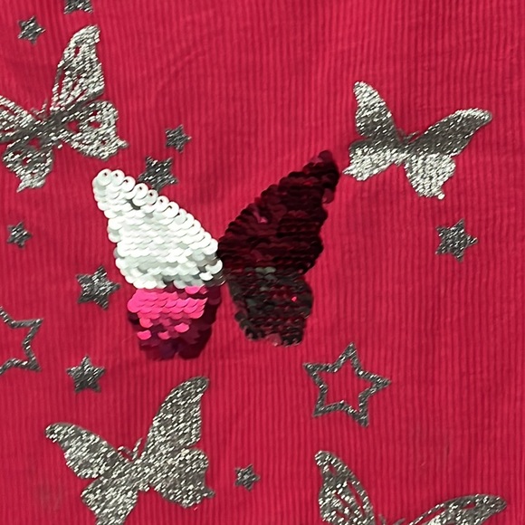 NWT PINK & VIOLET pink/navy butterfly dress with sequins, glitter, and keychain - Picture 4 of 7